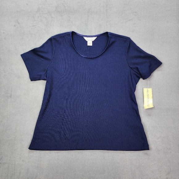 Allison Daley Tops - Allison Daley Ribbed Knit Blouse Top Women’s Size Large Blue Stretch